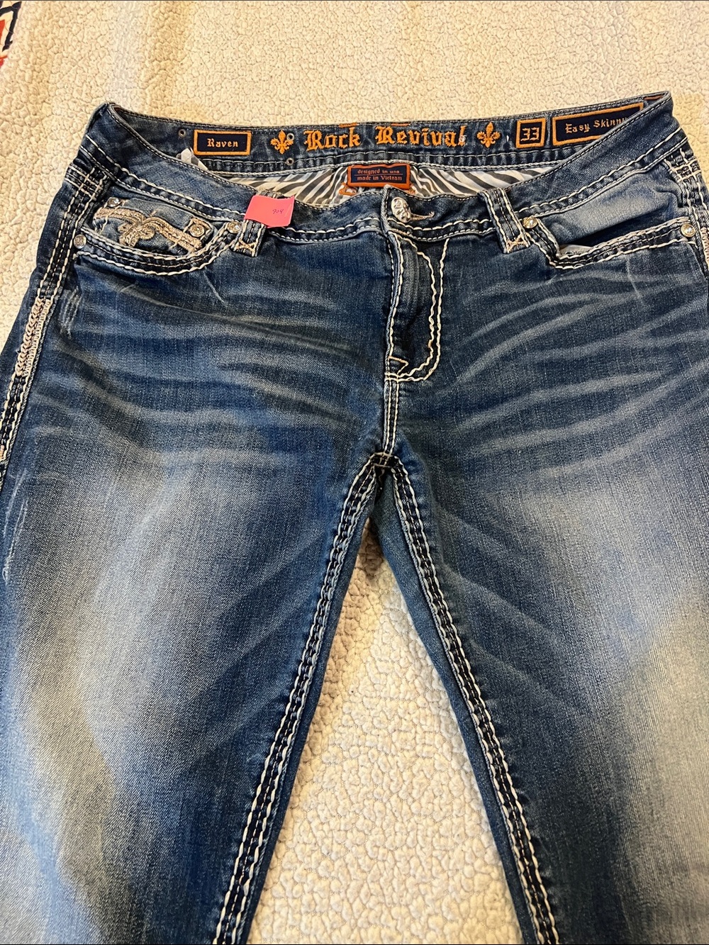 Rock Revival Raven Easy Skinny Jeans - Distressed Blue